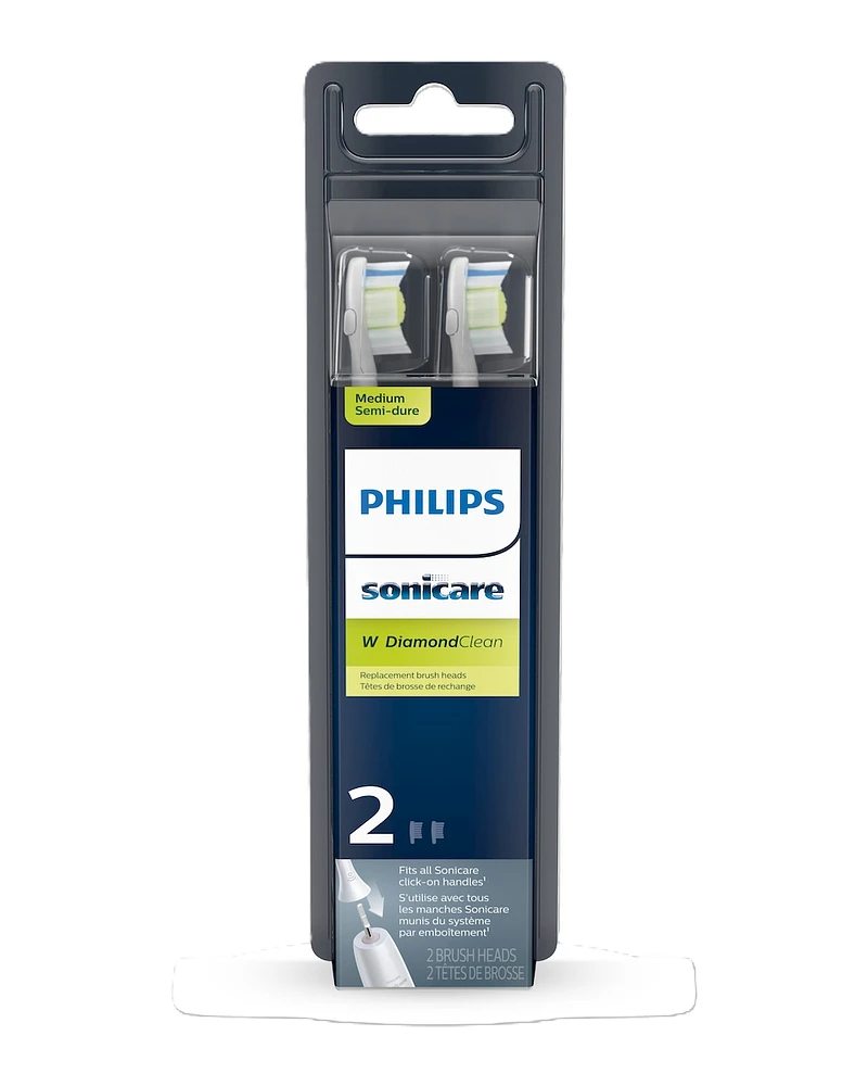 Têtes de brosse de rechange Philips Sonicare DiamondClean, blanc, emballage de 2, HX6062/92
