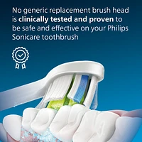 Têtes de brosse de rechange Philips Sonicare DiamondClean, blanc, emballage de 2, HX6062/92