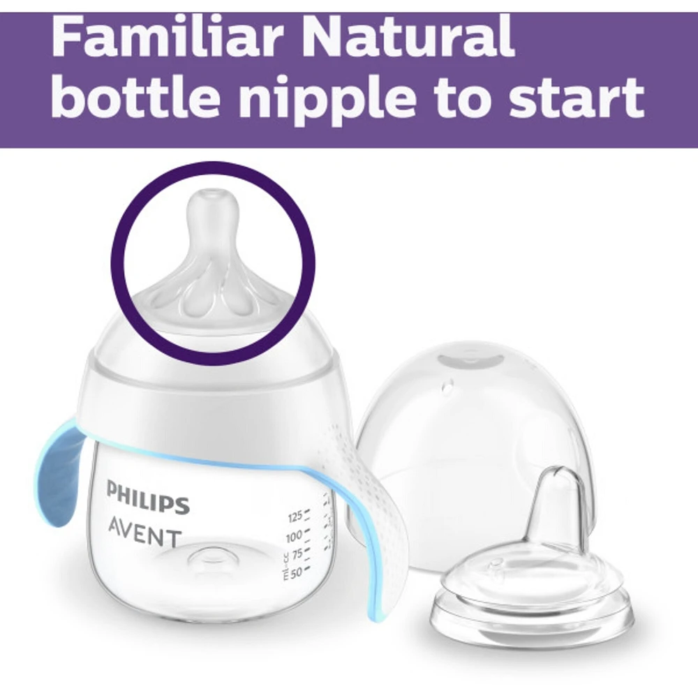 Natural Trainer Sippy Cup with Natural Response Nipple and Soft Spout, Clear, 5oz, SCF263/01