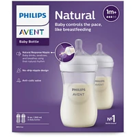 Natural Baby Bottle With Natural Response Nipple, Clear, 9oz, pack