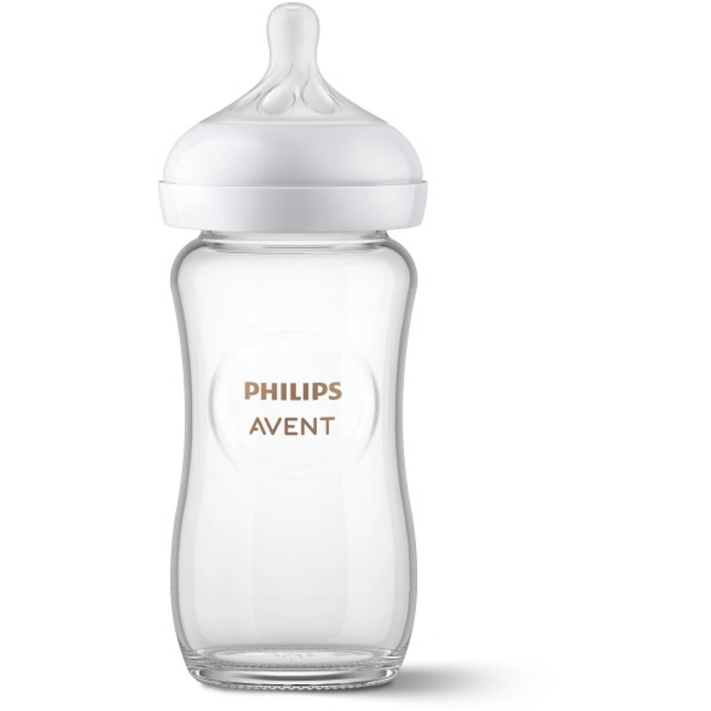 Glass Natural Baby Bottle With Natural Response Nipple, 3 pack, SCY913/03