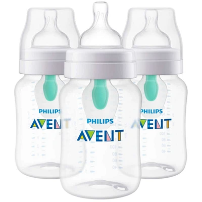 Avent Anti-colic Baby Bottle with AirFree Vent, 9oz, 3 pack, SCY703/03