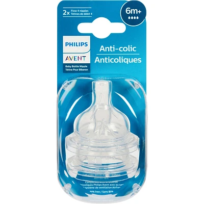 Avent Anti-colic Baby Bottle Flow 4 Nipple, 2 pack, SCY764/02