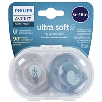 Ultra Soft Pacifier 6-18m, blue dove / silver leaf, SCF091/15