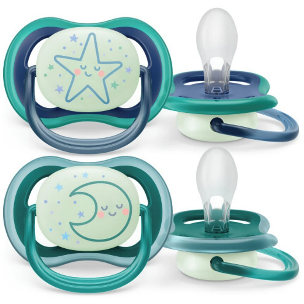 Ultra Air Pacifier 6-18m, sleeping star / sleeping moon, nighttime, SCF376/13