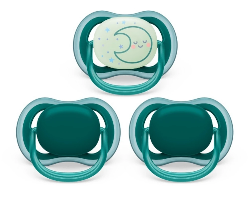 Philips Avent Ultra Air day time/night time Pacifier 6-18m, deep opal / sleeping moon, 3 pack, SCF085/68