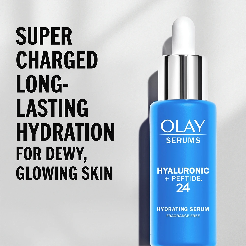 Olay Hyaluronic + Peptide 24 Serum, Fragrance-Free