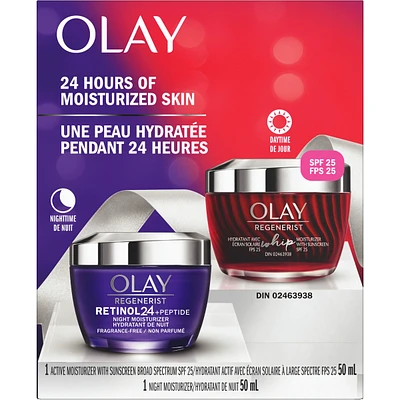 Olay Day & Night Gift Set, Spf Face Moisturizer 50 mL, Night Cream 50 mL