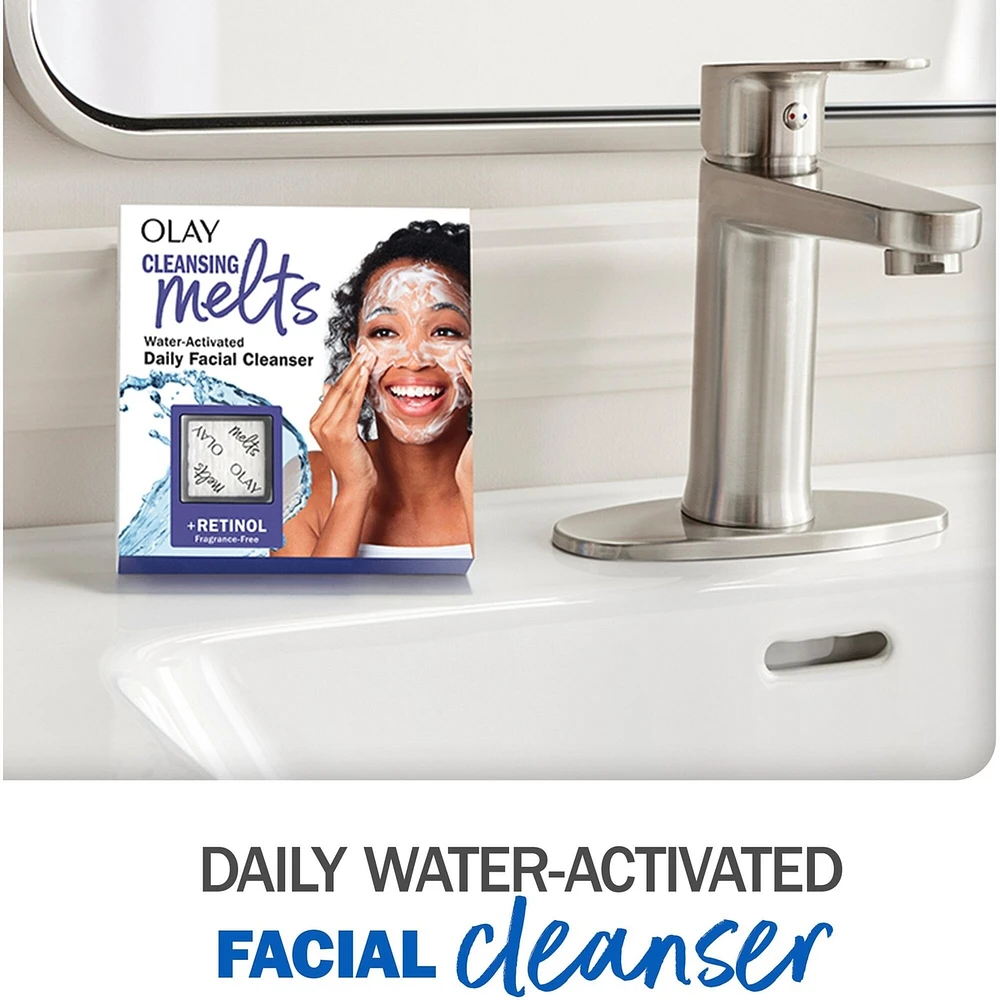 Cleansing Melts + Retinol Face Cleanser, 32ct, Water-Activated Face Wash Cleans, Tones, and Refreshes Skin