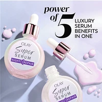Super Serum Night Repair 5-in-1 Lightweight Skin Cell Renewing Face Serum Wrinkle Correcting Skin Care Treatment with Salicylic Acid, Niacinamide, Lactic Acid, Glycerin, Pep