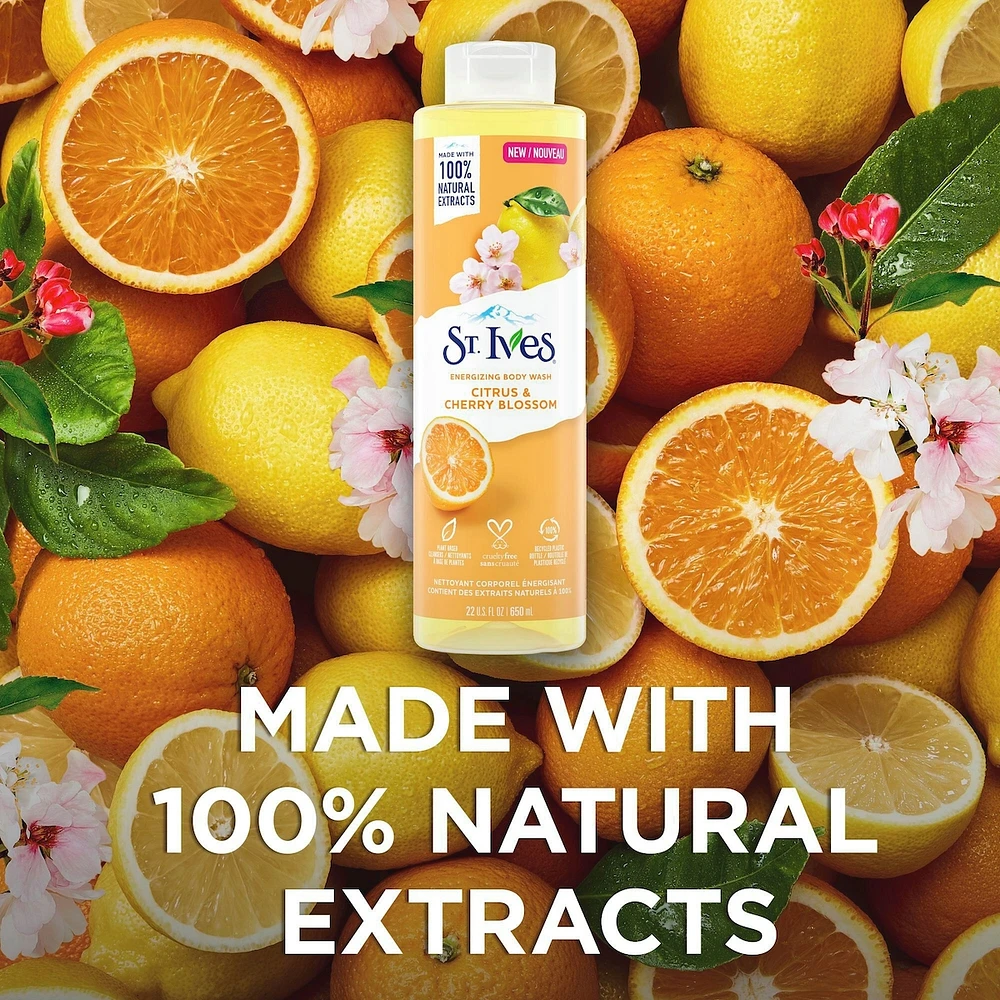 St. Ives Energizing Body Wash for Women, Citrus & Cherry Blossom 650mL