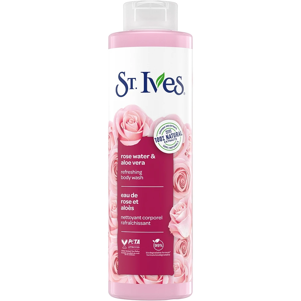 St. Ives Refreshing Body Wash for Women, Rose Water & Aloe Vera, 22 fl oz