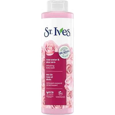 St. Ives Refreshing Body Wash for Women, Rose Water & Aloe Vera, 22 fl oz