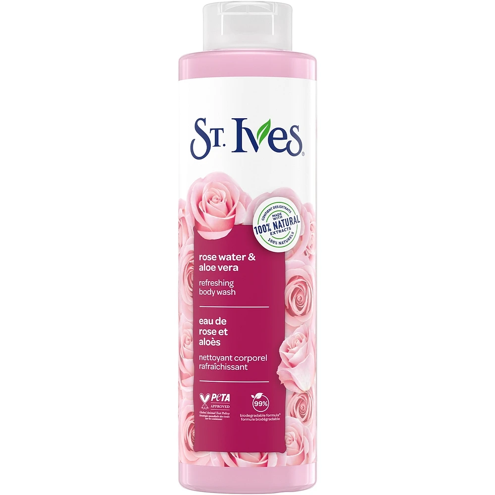 St. Ives Refreshing Body Wash for Women, Rose Water & Aloe Vera, 22 fl oz