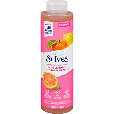 St. Ives Exfoliating Body Wash for Women, Pink Lemon & Mandarin Orange 650 mL