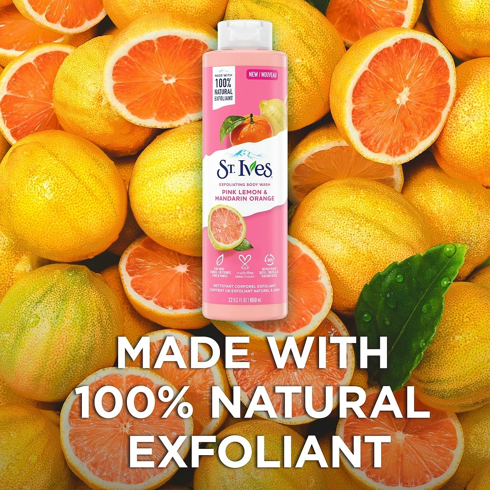 St. Ives Exfoliating Body Wash for Women, Pink Lemon & Mandarin Orange 650 mL