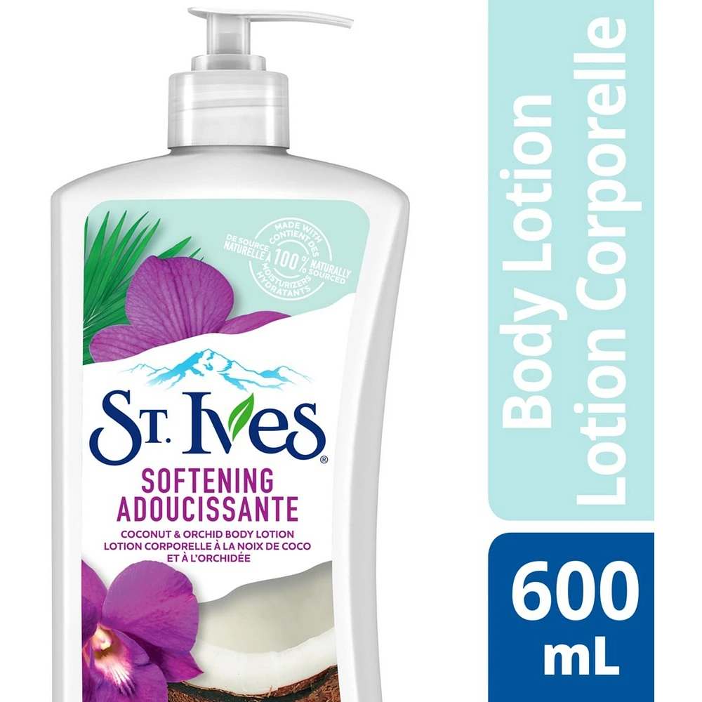 St. Ives  Softening Body Lotion for soft, silky skin Coconut Milk & Orchid paraben-free dry skin moisturizer 600 mL