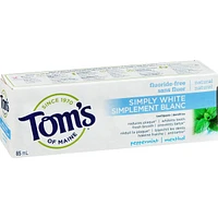 Tom's of Maine Simply White Peppermint Natural Fluoride-Free Toothpaste  85ML