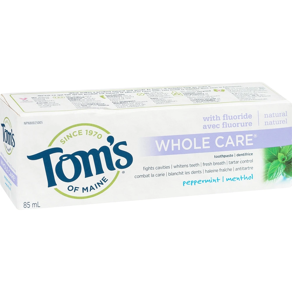 Whole Care Peppermint Natural Fluoride Toothpaste