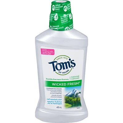 Tom's of Maine Wicked Fresh Cool Mountain Mint Fluoride Free Mouthwash 473ML