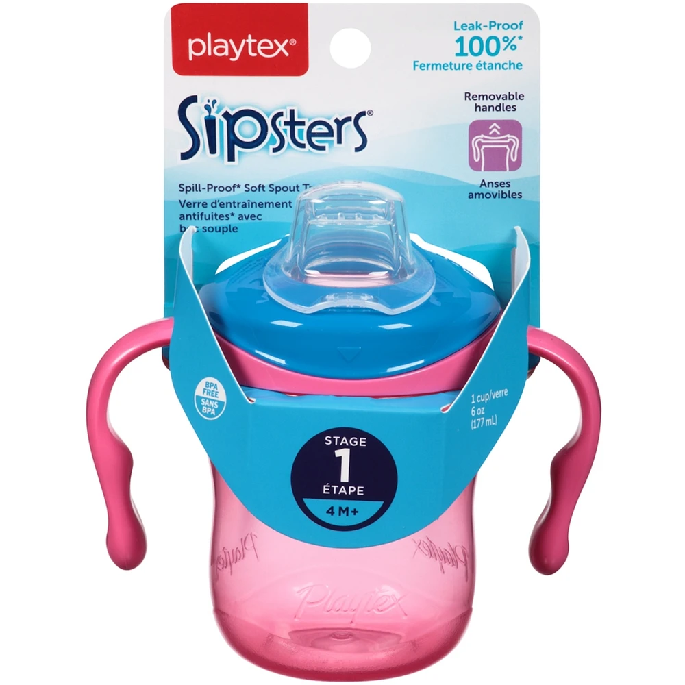Playtex Baby Sipsters Tasse d'entraînement à bec souple avec poignées amovibles