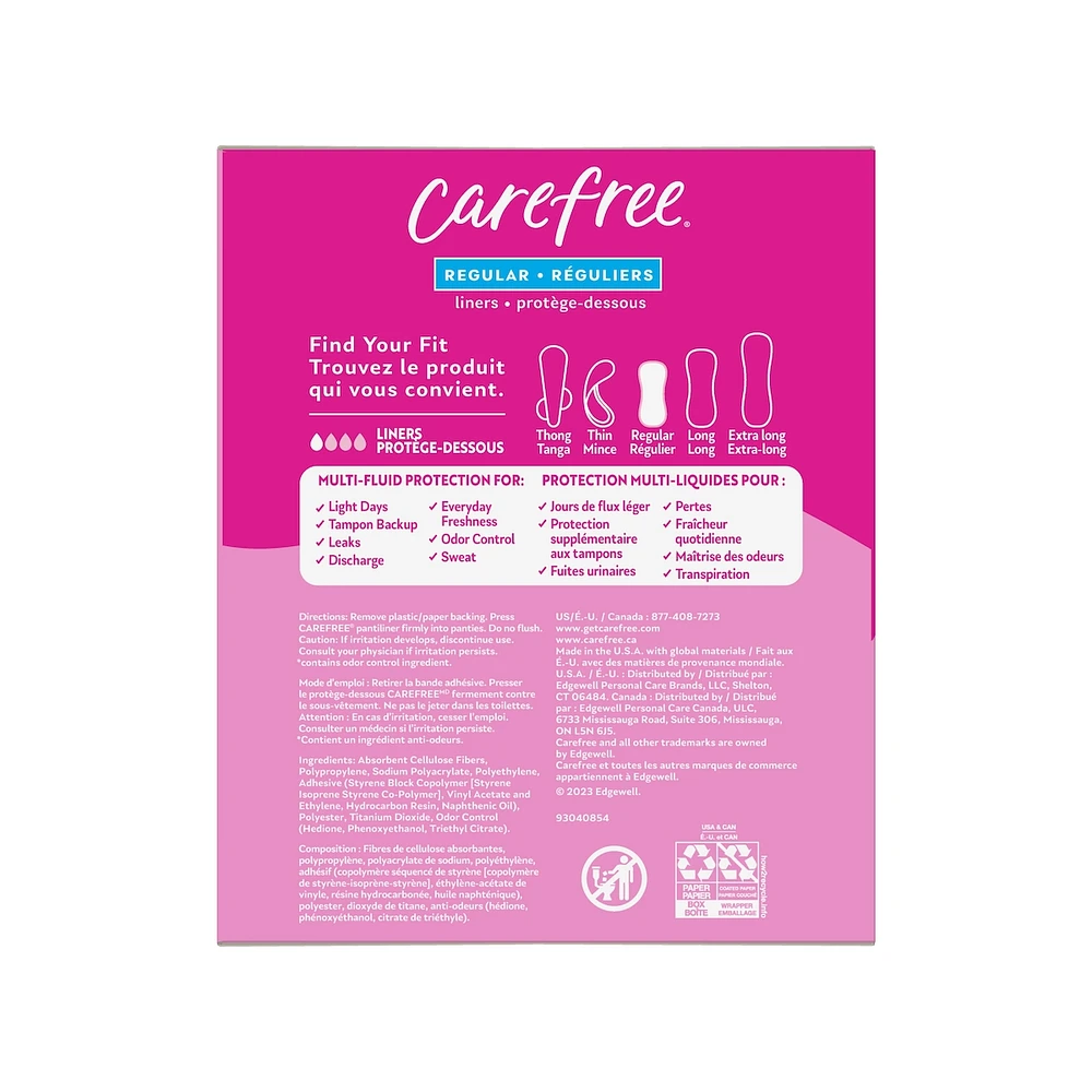 Carefree Acti-Fresh Body Shape Panty Liners Regular