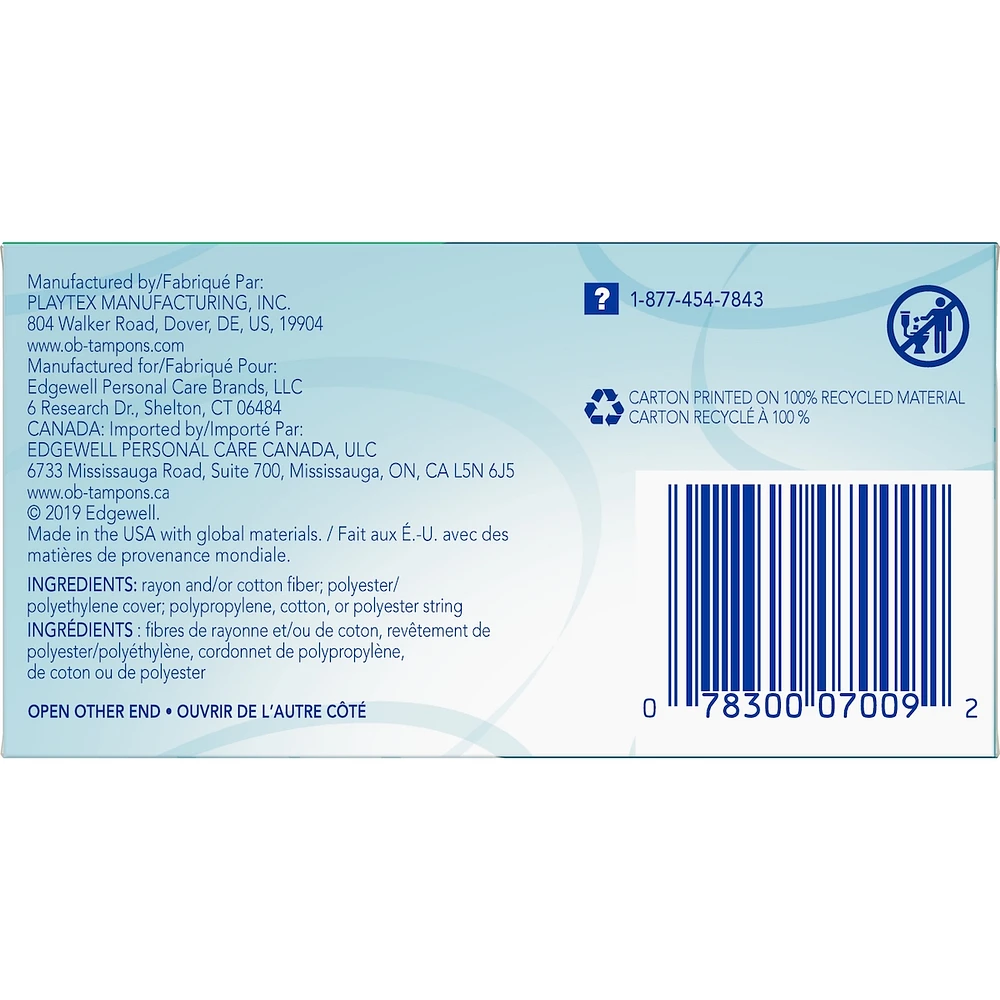 o.b. Original Non-Applicator Tampons Super Absorbancy
