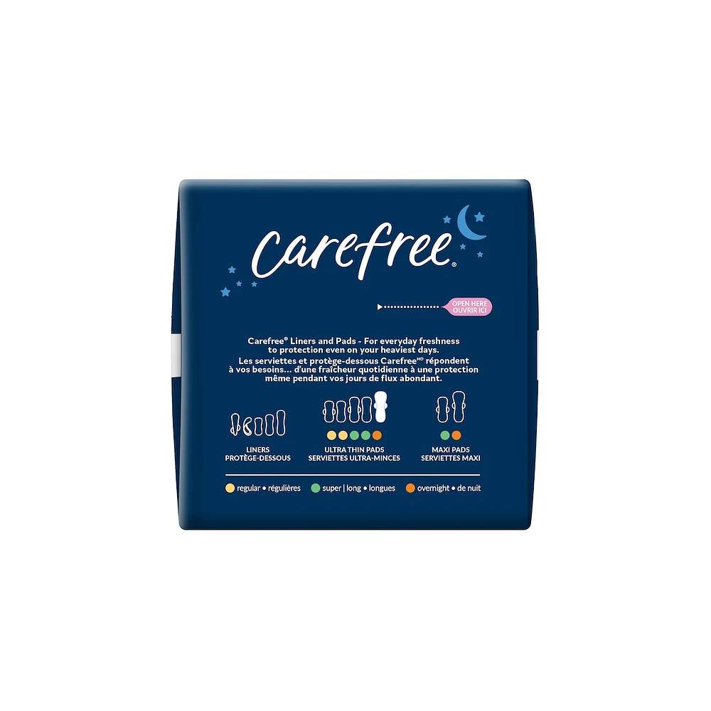 CAREFREE® Ultra Thin Pads, Overnight With Wings, 28ct