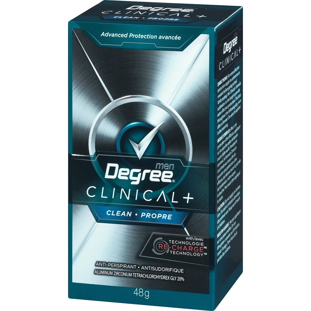 Degree Men Antiperspirant Stick for sweat control Clinical+ Clean antibacterial odour protection 48 g