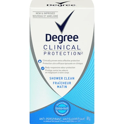 Degree for Women Clinical Protection Antiperspirant Stick for sweat protection Shower Clean antibacterial odour protection 48 g