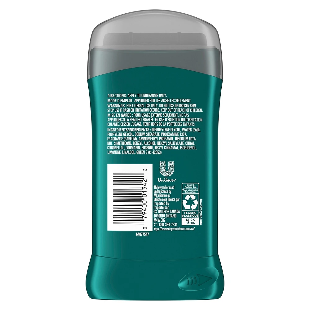 Désodorisant en bâton pour hommes Degree Men  Intense Sport pour 48 h de protection contre les odeurs et une fraîcheur longue durée 85 g