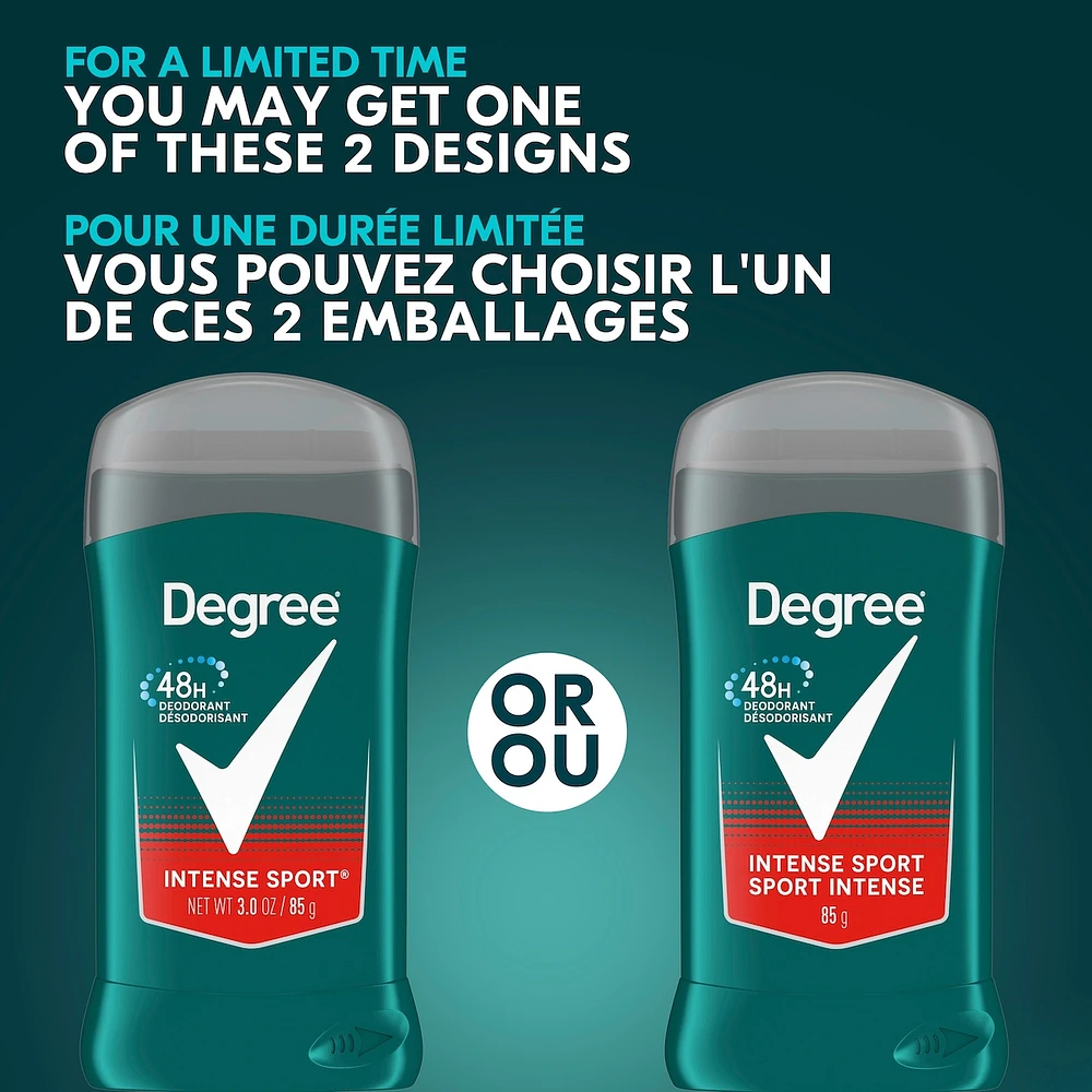 Désodorisant en bâton pour hommes Degree Men  Intense Sport pour 48 h de protection contre les odeurs et une fraîcheur longue durée 85 g