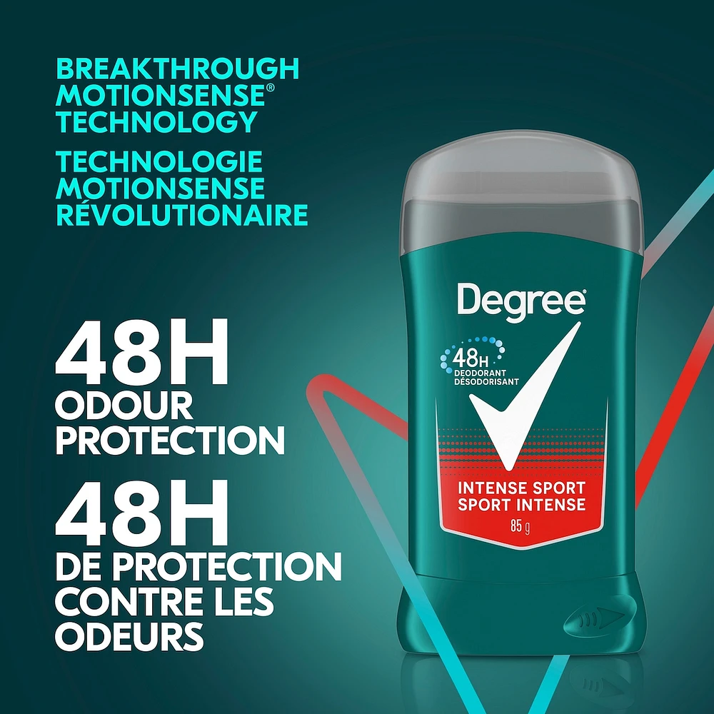 Désodorisant en bâton pour hommes Degree Men  Intense Sport pour 48 h de protection contre les odeurs et une fraîcheur longue durée 85 g