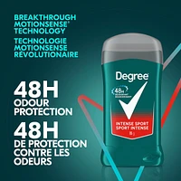 Désodorisant en bâton pour hommes Degree Men  Intense Sport pour 48 h de protection contre les odeurs et une fraîcheur longue durée 85 g