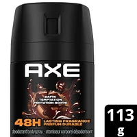 AXE  Dual Action Deodorant Body Spray for Long Lasting Odour Protection Dark Temptation Dark Chocolate Men's Deodorant 48 hours Fresh formulated without Aluminum 113 GR