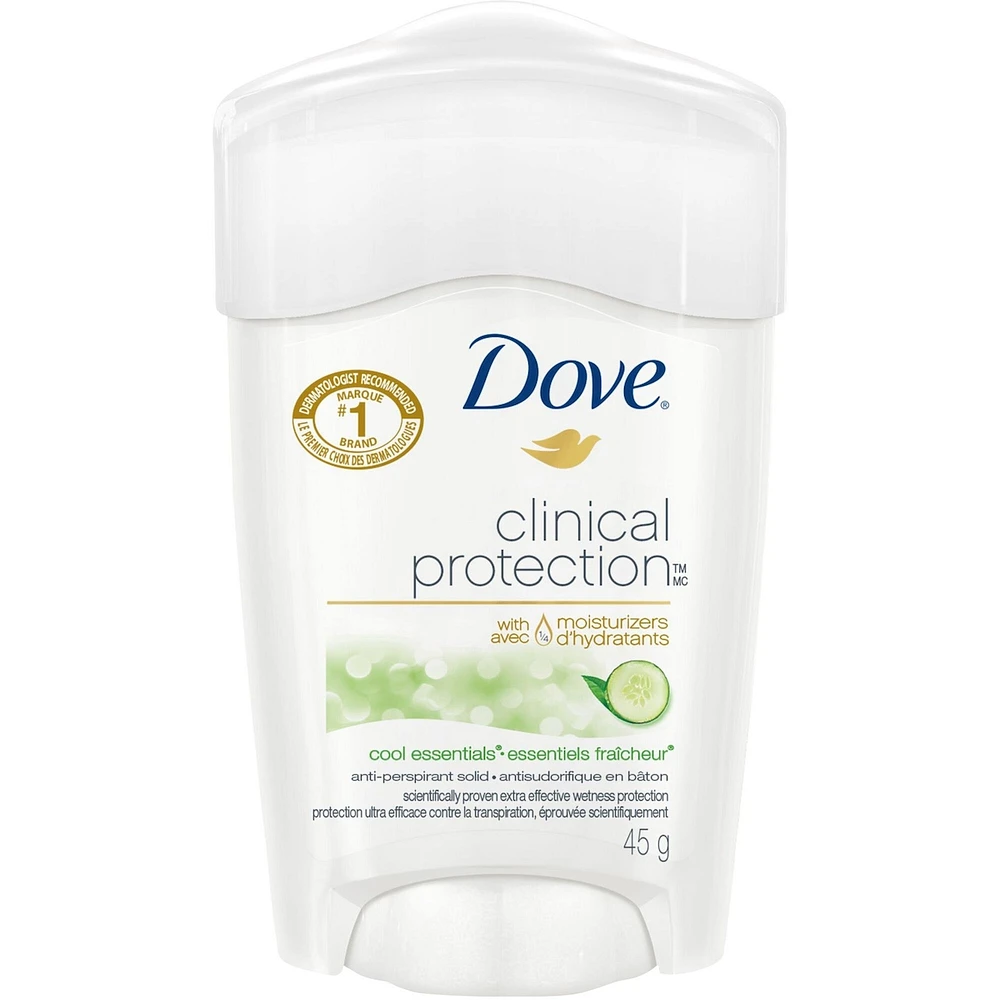 Dove Clinical Protection Antiperspirant Stick for sensitive skin Cool Essentials antibacterial odour protection 45 g