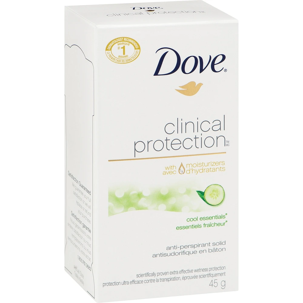 Dove Clinical Protection Antiperspirant Stick for sensitive skin Cool Essentials antibacterial odour protection 45 g