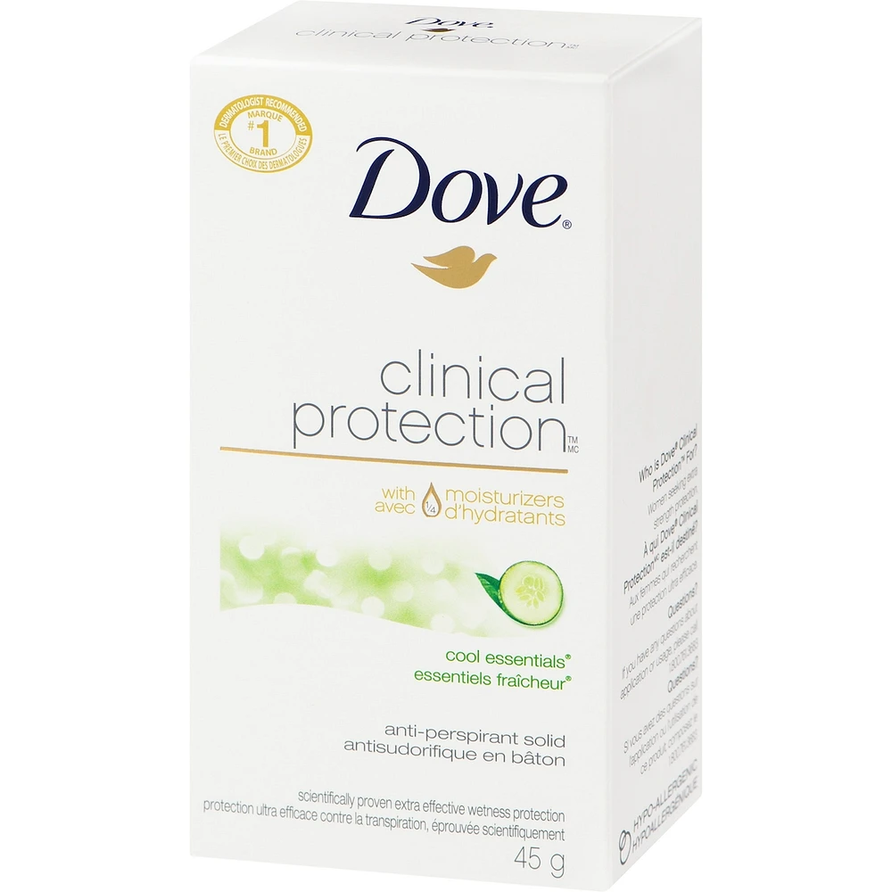 Dove Clinical Protection Antiperspirant Stick for sensitive skin Cool Essentials antibacterial odour protection 45 g