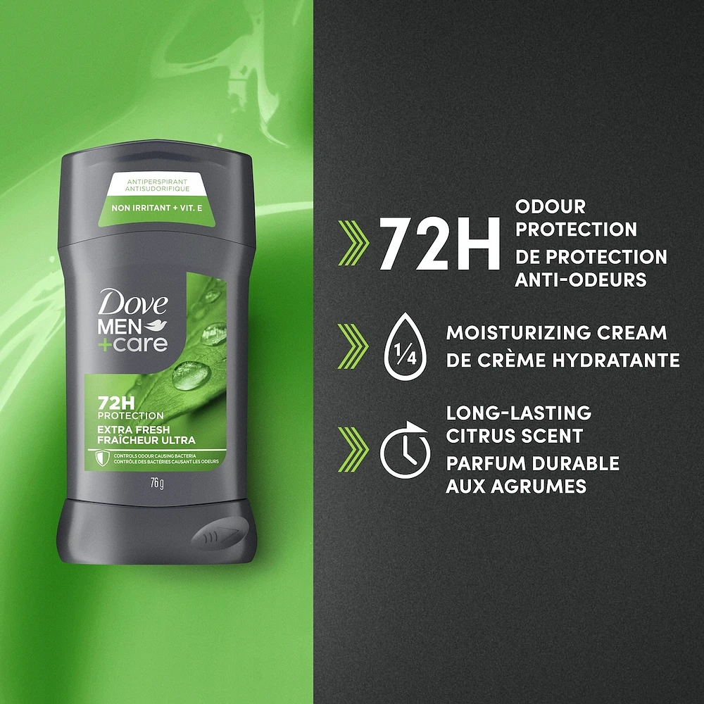 Dove Men+Care Antiperspirant Stick for long-lasting sweat protection and fresh smell Extra Fresh antibacterial odour protection 76 g