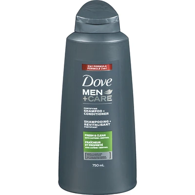 Dove Men+Care Fortifying Shampoo & Conditioner 2in1 for daily use Fresh Clean with caffeine and menthol 750 ml
