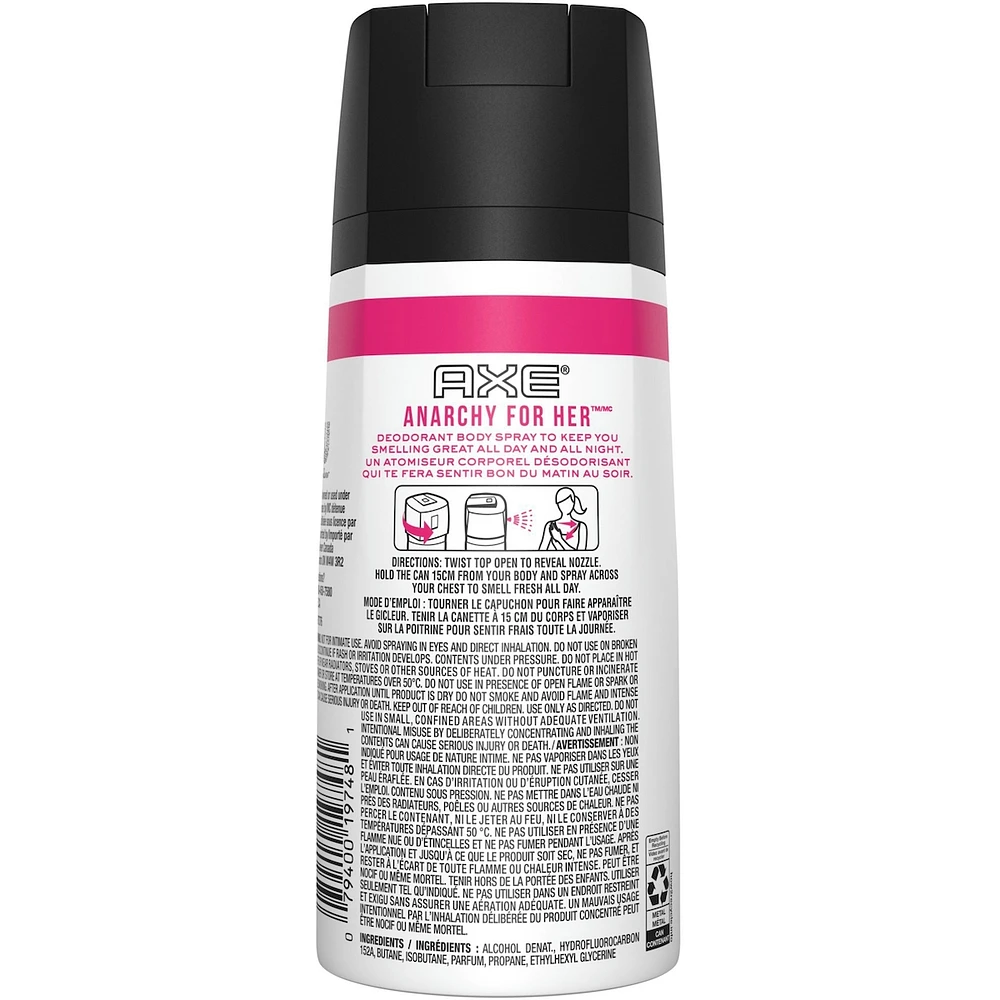 AXE  Daily Fragrance  Anarchy For Her antibacterial odour protection 113 GR