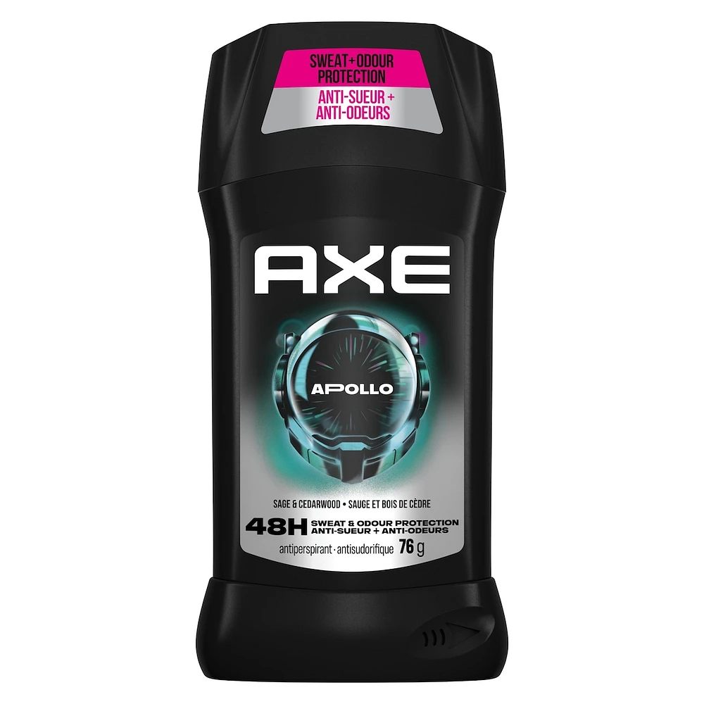 AXE Antiperspirant Stick for Long Lasting Sweat Protection Apollo Sage & Cedarwood Men's Antiperspirant 48 hours anti-sweat with high definition scent 76 g