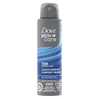 Dove Men+Care  Dry Spray Antiperspirant 48h sweat and odour protection Clean Comfort with 1/4 moisturizing technology 107 g
