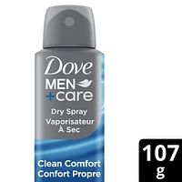 Dove Men+Care  Dry Spray Antiperspirant 48h sweat and odour protection Clean Comfort with 1/4 moisturizing technology 107 g