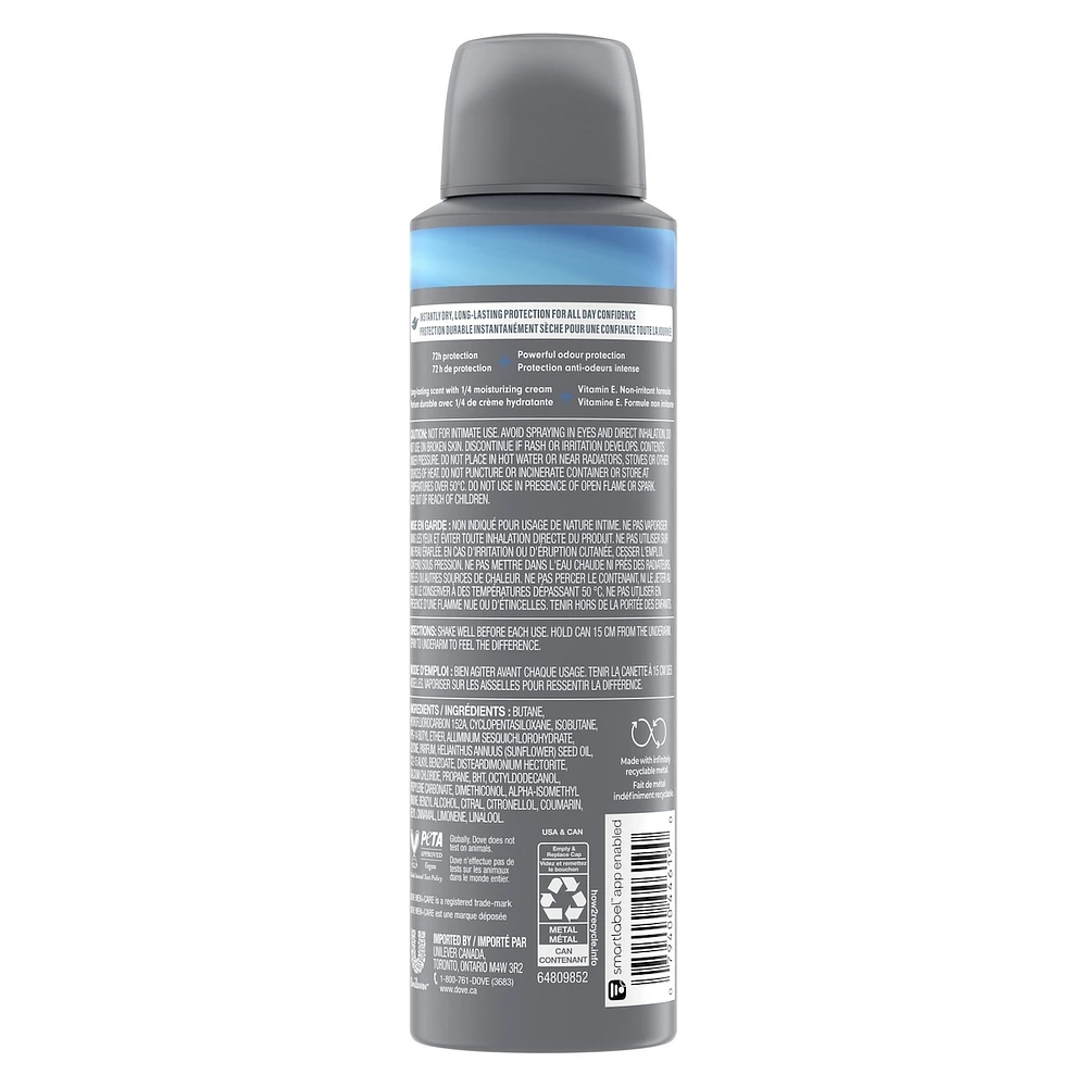 Dove Men+Care  Dry Spray Antiperspirant 48h sweat and odour protection Clean Comfort with 1/4 moisturizing technology 107 g