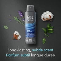 Dove Men+Care  Dry Spray Antiperspirant 48h sweat and odour protection Clean Comfort with 1/4 moisturizing technology 107 g