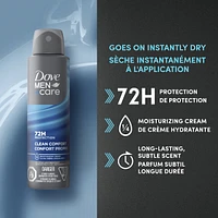 Dove Men+Care  Dry Spray Antiperspirant 48h sweat and odour protection Clean Comfort with 1/4 moisturizing technology 107 g