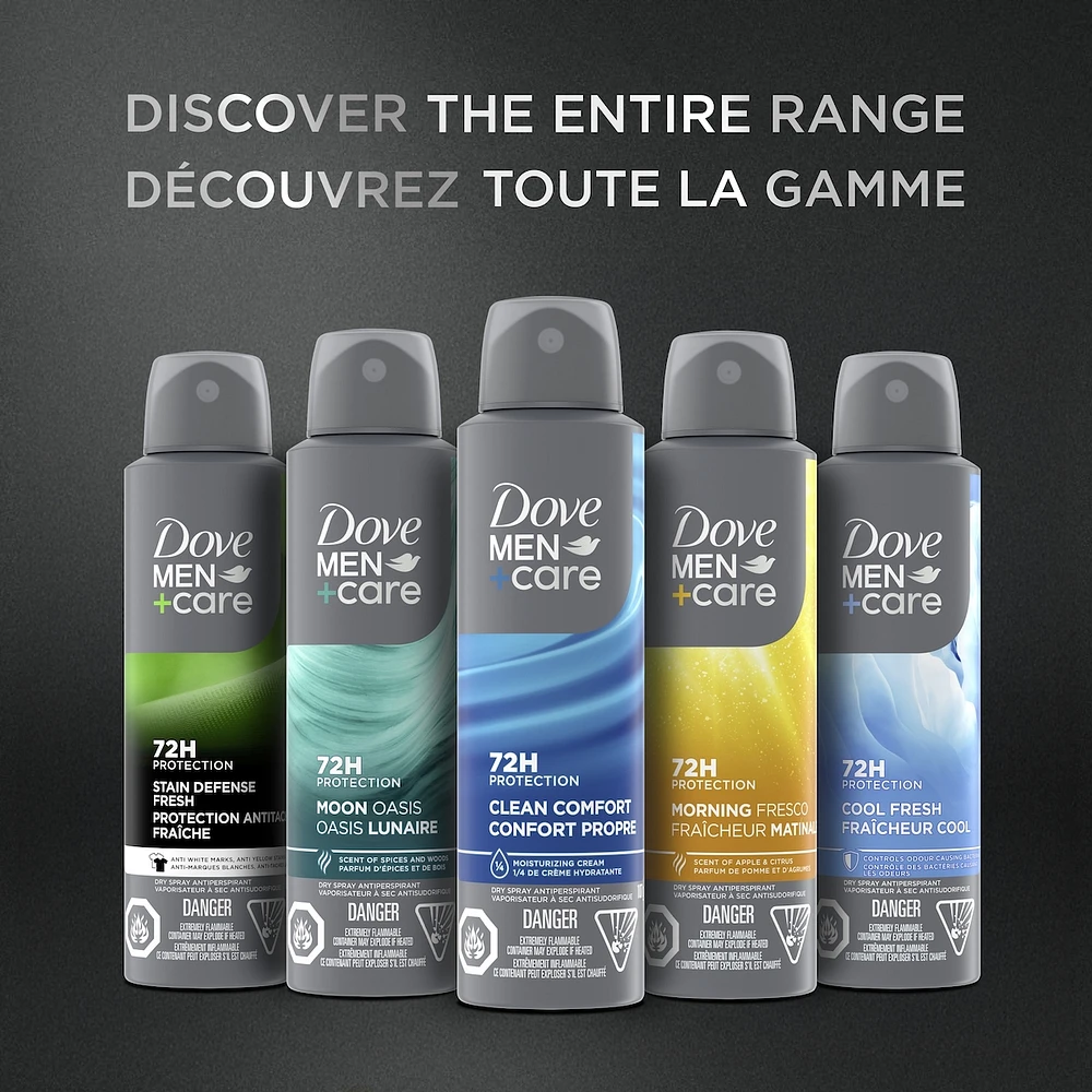 Dove Men+Care  Dry Spray Antiperspirant 48h sweat and odour protection Clean Comfort with 1/4 moisturizing technology 107 g