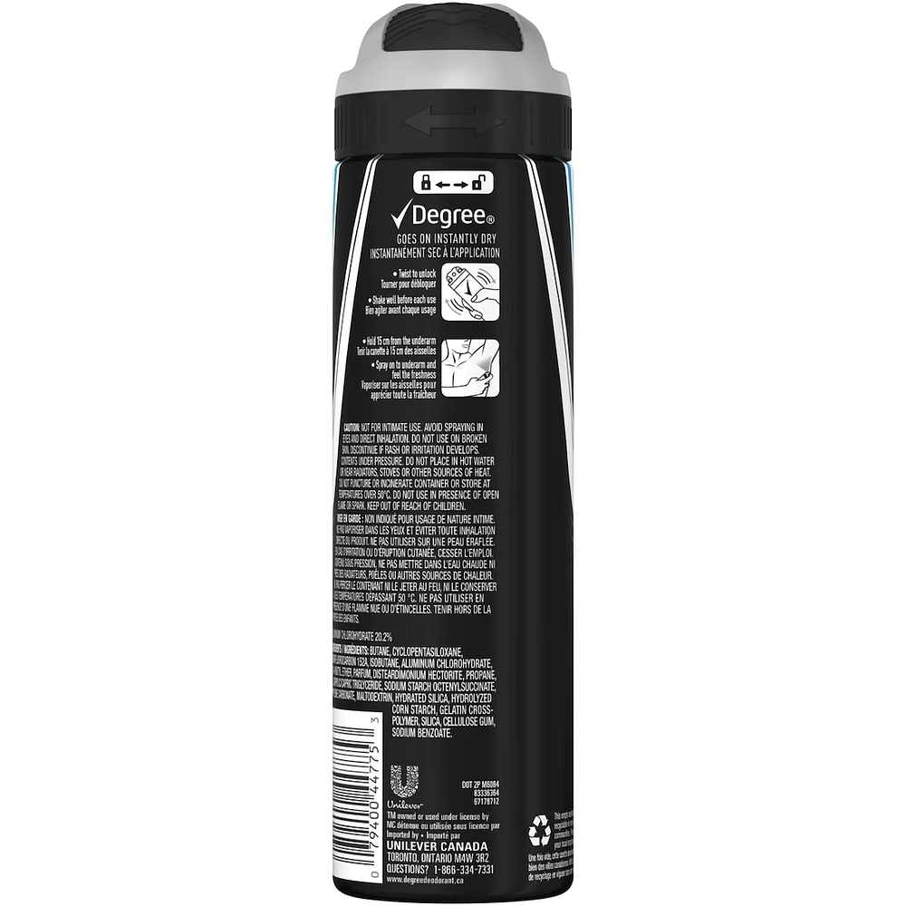 Degree Men Antiperspirant Dry Spray UltraClear Black + White® Fresh antibacterial odour protection 107 GR