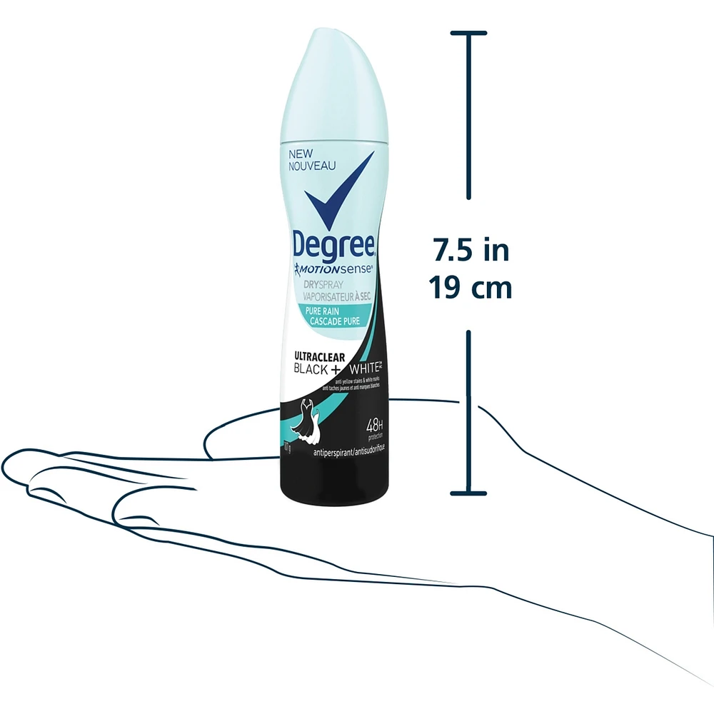Dove Black+White Dry Spray Antiperspirant Pure Rain antibacterial odour protection 107 GR